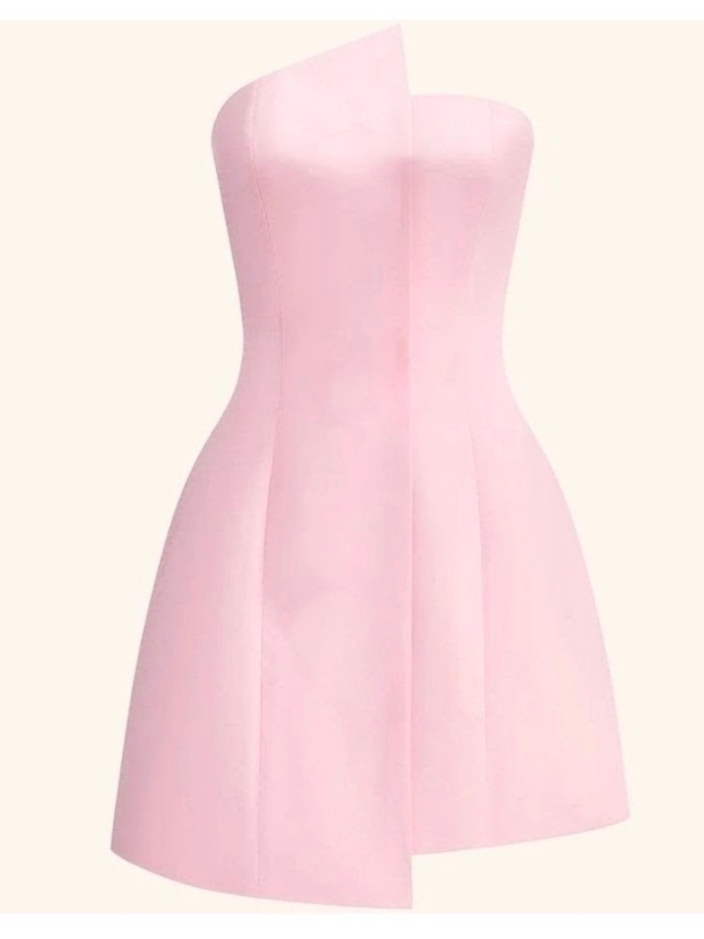Commense Strapless Formal Cocktail Party Pink Satin Wedding Guess Mini Dress- L